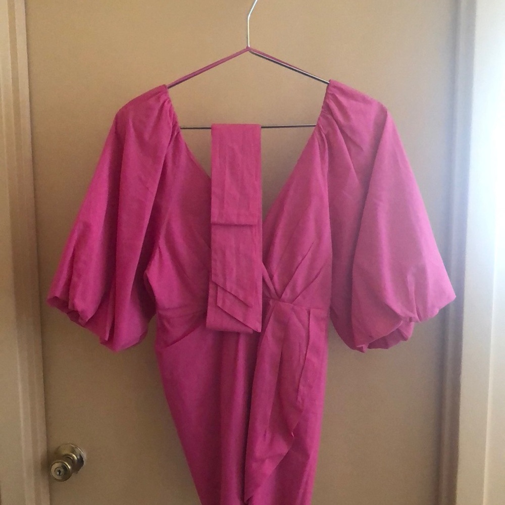 HYFVE Hot Pink Belted Tulip hem Mini dress